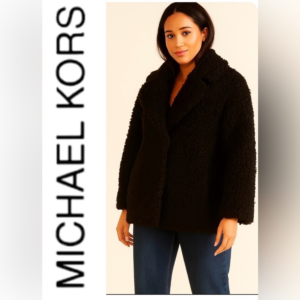 - Michael Kors coat L black Faux Fur Teddy NWT Jacket $325 - Picture 11 of 11